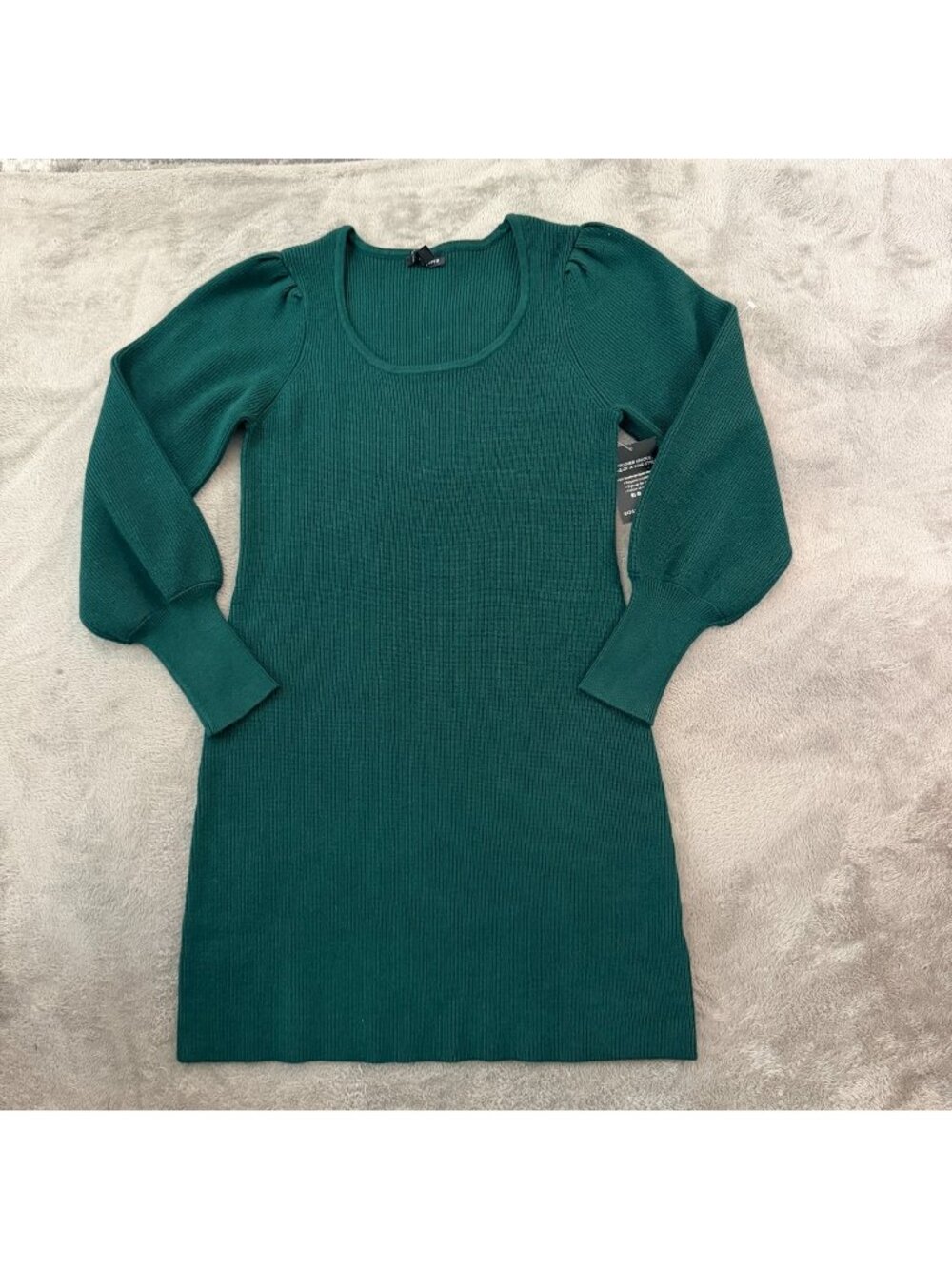 NWT Boston Proper Scoop Neck Balloon Sleeve Sweater Dress MEDIUM Emerald Green